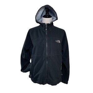 The North Face Windwall Fleece Jacket M Black Hooded Thermal Full Zip Womens